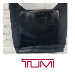 Tumi  Black Leather and Neoprene Shoulder Bag